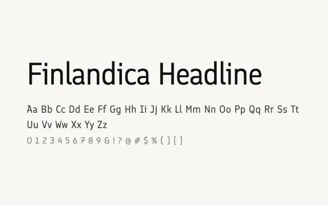 Finlandica Headline specimen from Google Fonts