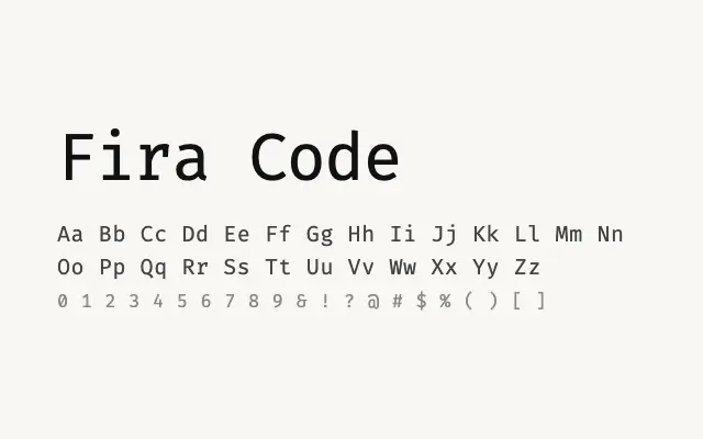 Fira Code specimen from Google Fonts