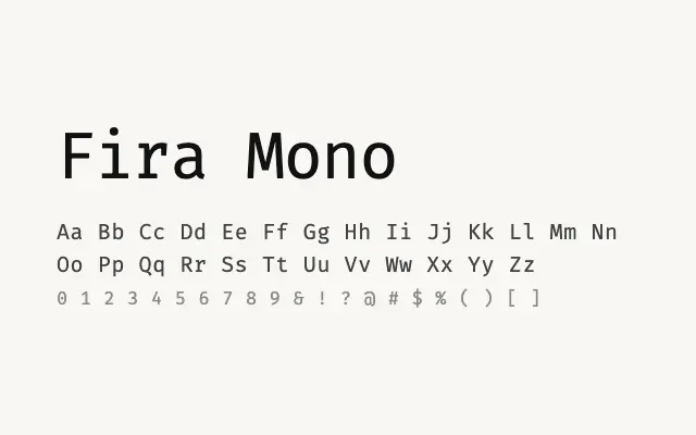 Fira Mono specimen from Google Fonts