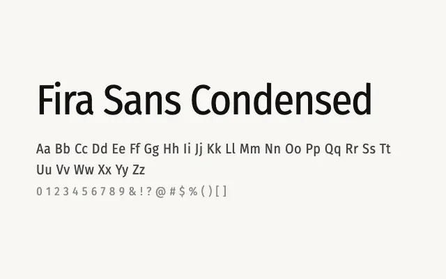 Fira Sans Condensed specimen from Google Fonts