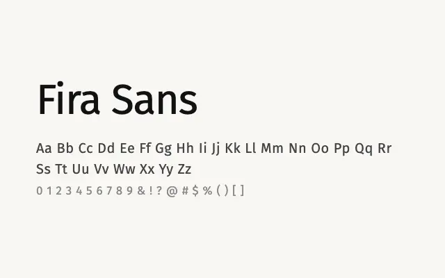 Fira Sans specimen from Google Fonts