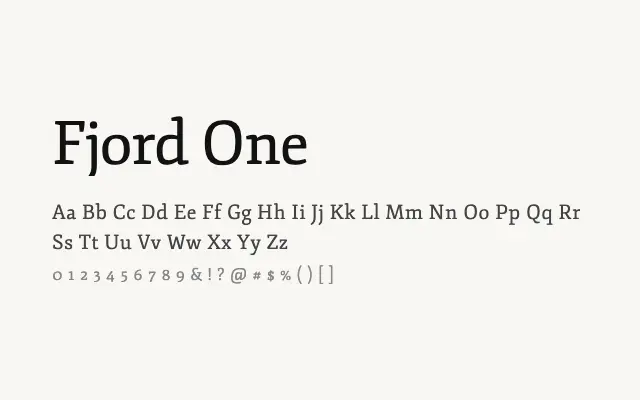 Fjord One specimen from Google Fonts