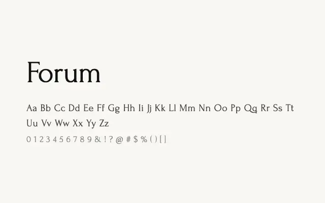 Forum specimen from Google Fonts