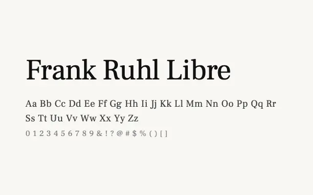 Frank Ruhl Libre specimen from Google Fonts