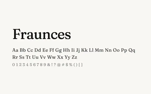 Fraunces specimen from Google Fonts