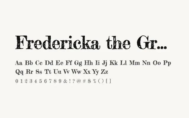 Fredericka the Great specimen from Google Fonts