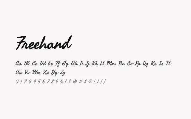 Freehand specimen from Google Fonts