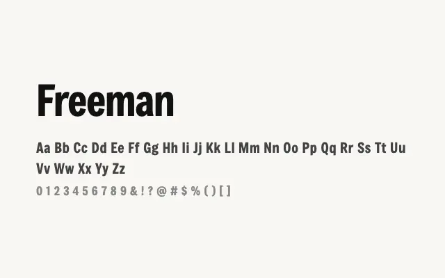 Freeman specimen from Google Fonts