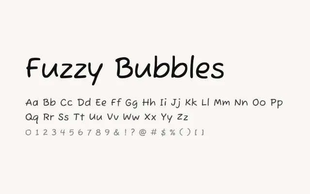Fuzzy Bubbles specimen from Google Fonts