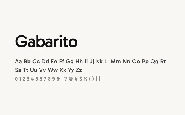 Gabarito specimen from Google Fonts