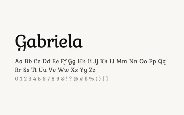 Gabriela specimen from Google Fonts