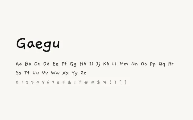 Gaegu specimen from Google Fonts