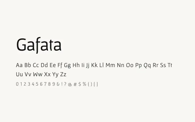 Gafata specimen from Google Fonts