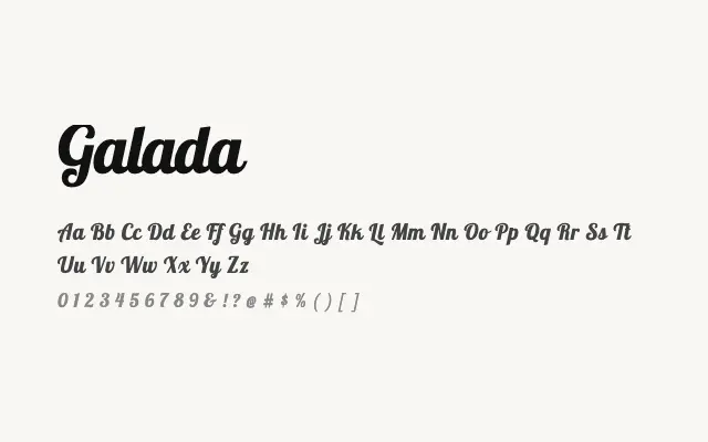 Galada specimen from Google Fonts