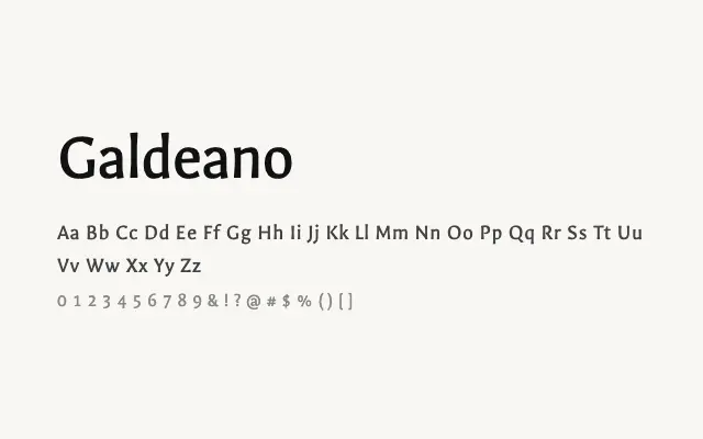 Galdeano specimen from Google Fonts