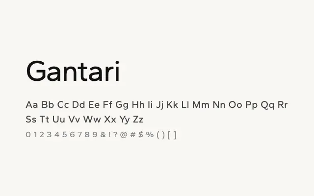 Gantari specimen from Google Fonts