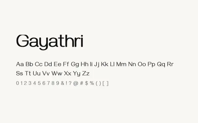 Gayathri specimen from Google Fonts