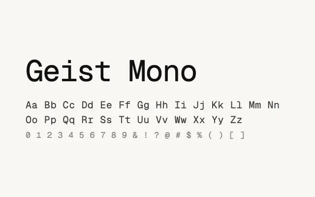 Geist Mono specimen from Google Fonts
