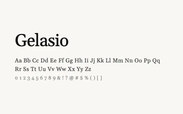 Gelasio specimen from Google Fonts