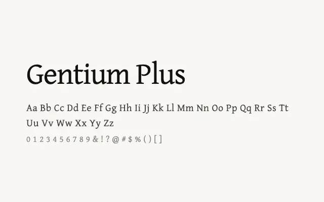 Gentium Plus specimen from Google Fonts