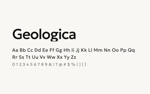 Geologica specimen from Google Fonts