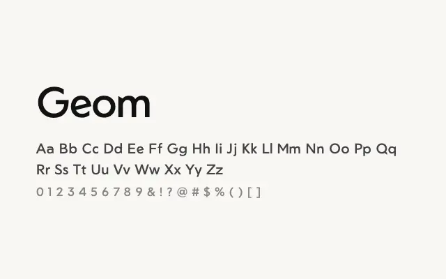 Geom specimen from Google Fonts