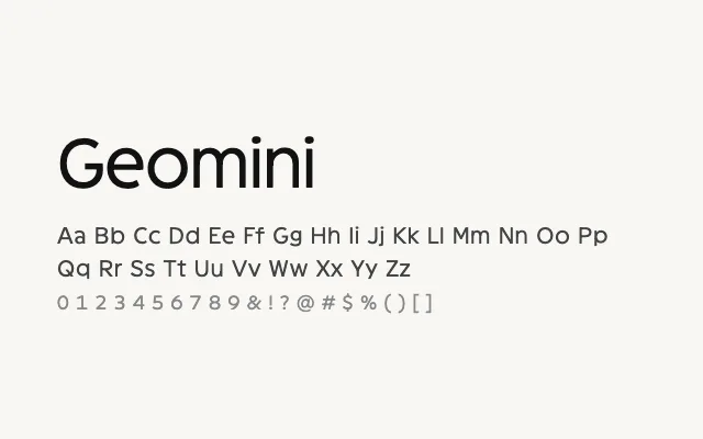 Geomini specimen from Google Fonts