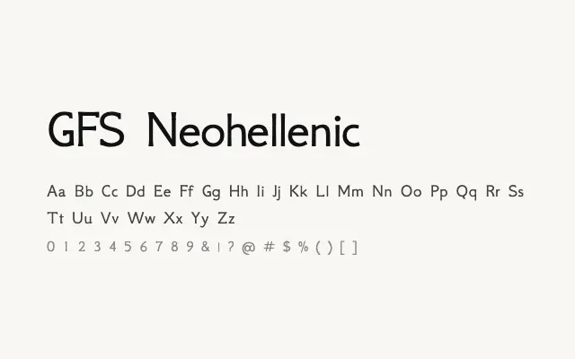 GFS Neohellenic specimen from Google Fonts