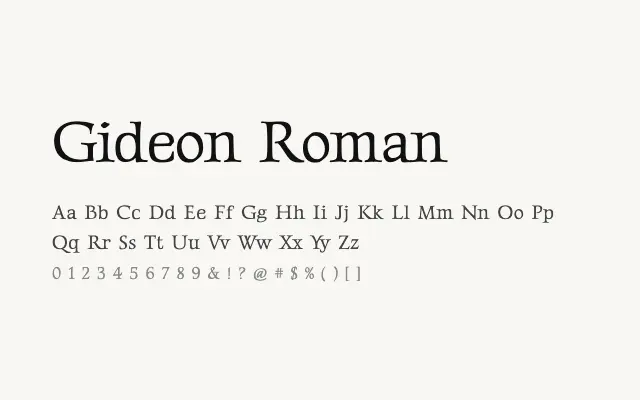 Gideon Roman specimen from Google Fonts