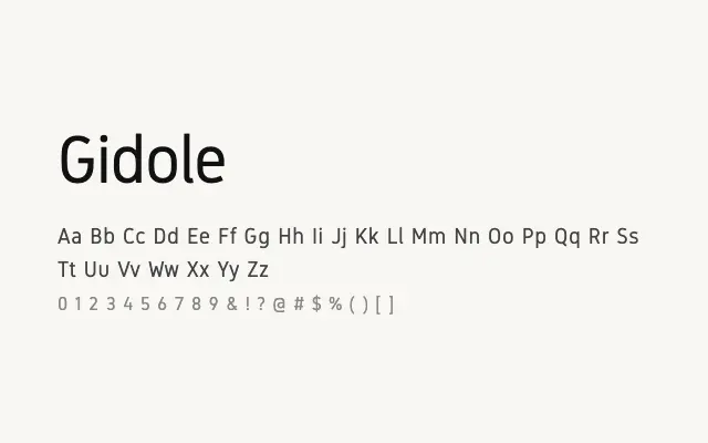 Gidole specimen from Google Fonts