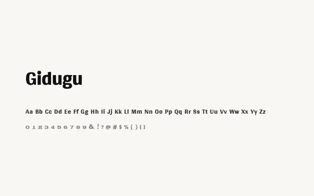Gidugu specimen from Google Fonts