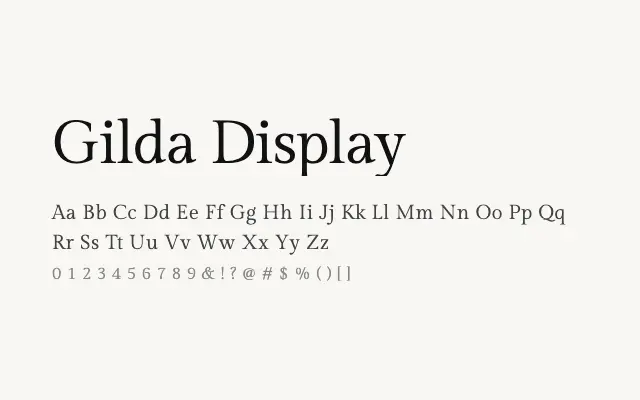 Gilda Display specimen from Google Fonts