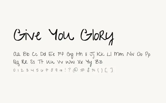 Give You Glory specimen from Google Fonts