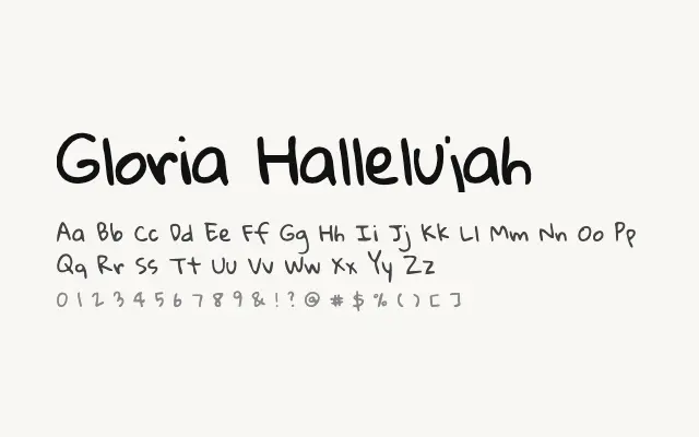 Gloria Hallelujah specimen from Google Fonts