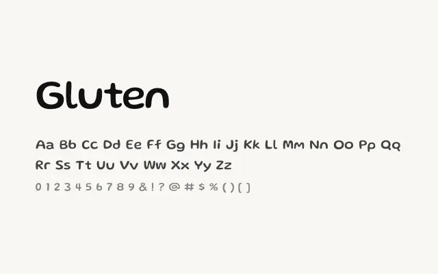 Gluten specimen from Google Fonts