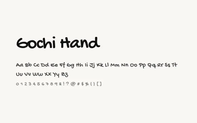 Gochi Hand specimen from Google Fonts