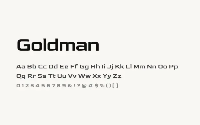 Goldman specimen from Google Fonts
