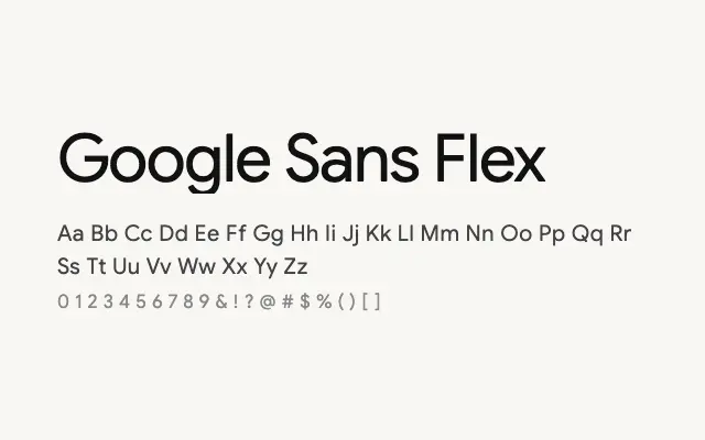 Google Sans Flex specimen from Google Fonts
