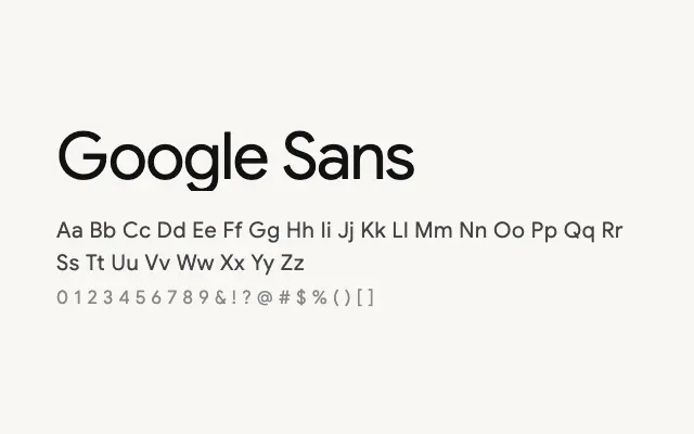 Google Sans specimen from Google Fonts