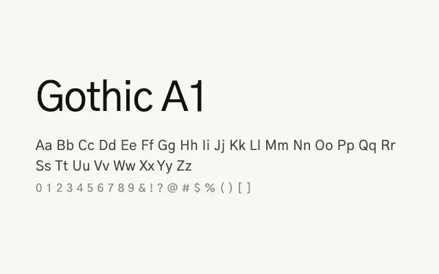 Gothic A1 specimen from Google Fonts