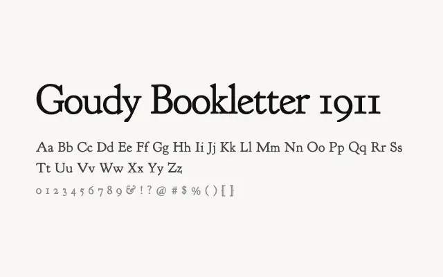 Goudy Bookletter 1911 specimen from Google Fonts