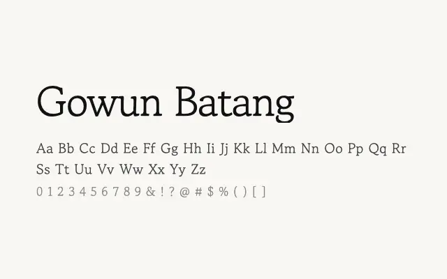 Gowun Batang specimen from Google Fonts