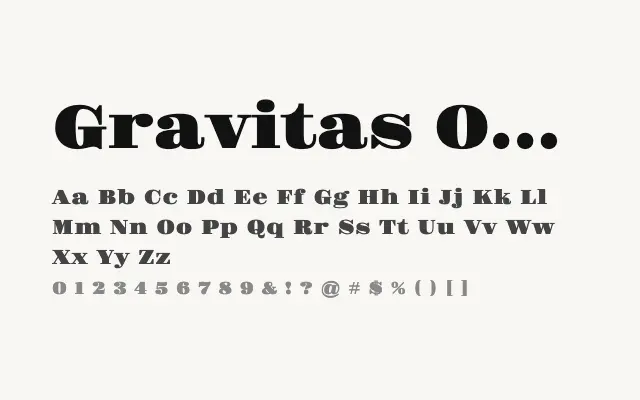 Gravitas One specimen from Google Fonts