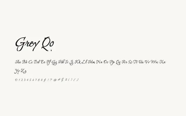 Grey Qo specimen from Google Fonts
