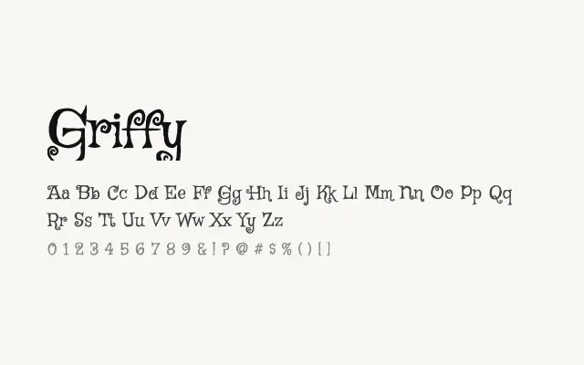 Griffy specimen from Google Fonts