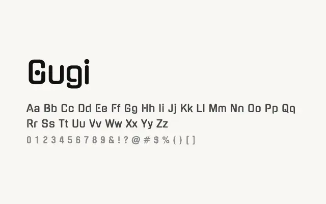 Gugi specimen from Google Fonts