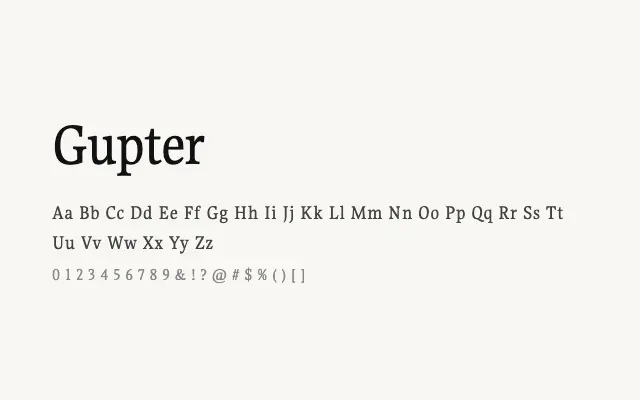 Gupter specimen from Google Fonts