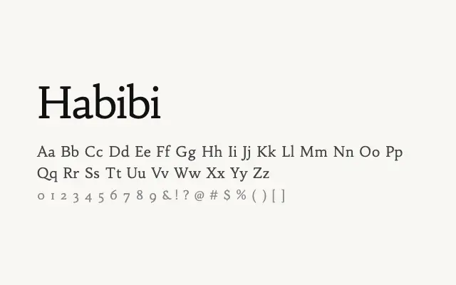 Habibi specimen from Google Fonts