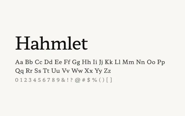 Hahmlet specimen from Google Fonts