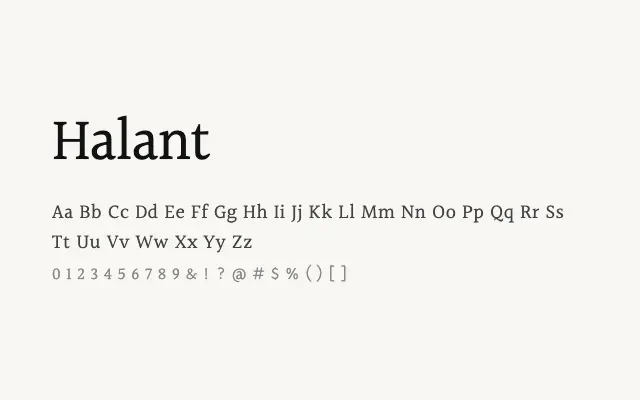 Halant specimen from Google Fonts